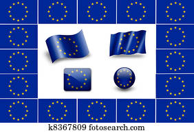bandeira, de, europe., europeu, flag., ícone, jogo