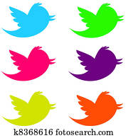 Fluorescent Twitter Birds Fluorescent Twitter Birds