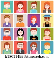 leilighet, design, folk, ikon