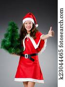 Snow santa woman in christmas concept