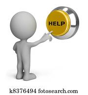 3d, person, drücken taste, hilfe