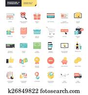 Flat design e-commerce icons Flat design e-commerce icons