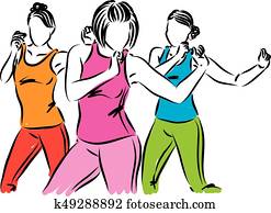 group of dancers women vector illustration group of dancers women vector illustration