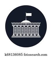 Icon with Bank House Isolated Icon with Bank House Isolated