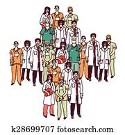 Medical symbol group doctors isolated color