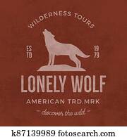Old wilderness label with wolf and typography elements. Vintage style wolf logo. Print of howling wolf. Unique design for t-shirts, apparel. Hand drawn wolf insignia, rustic design. Old wilderness label with wolf and typography elements. Vintage style wolf logo. Print of howling wolf. Unique design for t-shirts, apparel. Hand drawn wolf insignia, rustic design.