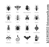 vektor, satz, von, heiligenbilder, mit, insekten, für, sch?dlingsbek?mpfung, firma vektor, satz, von, heiligenbilder, mit, insekten, für, sch?dlingsbek?mpfung, firma