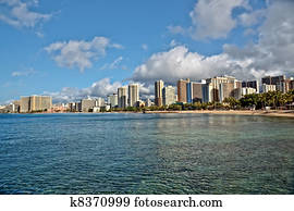 Waikiki Beach, Oahu Island Hawaii, cityscape