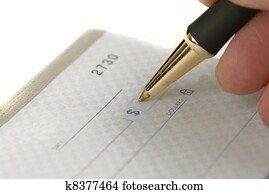 Writing Check in Checkbook
