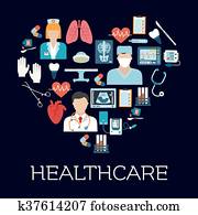 לב, סמל, עם, שירותי בריות, ו, איקונים רפואיים