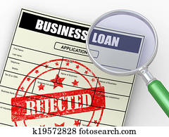 3d magnifier over rejected loan application 3d magnifier over rejected loan application