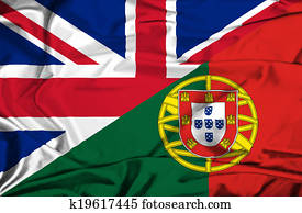 bandeira acenando, de, portugal, e, reino unido bandeira acenando, de, portugal, e, reino unido