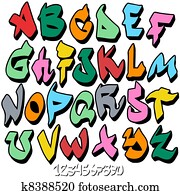graffiti, schriftart, alphabet graffiti, schriftart, alphabet