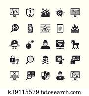 Hacker Black Icons Set Hacker Black Icons Set