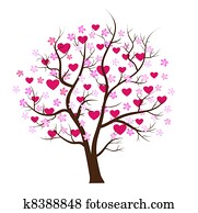 kedves, nap, fa, szeret, vektor, fogalom