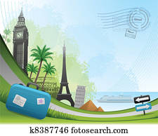 postalisch, karte, reise, hintergrund