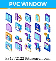 pvc fenêtre cadres isométrique icônes set vector pvc fenêtre cadres isométrique icônes set vector