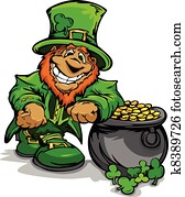 sorrindo, st., patricks, dia, leprechaun