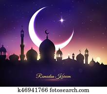 וקטור, כרטיס של דש, ל, ramadan, kareem, חופשה