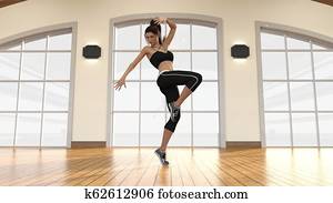 aeróbica, dança, classe