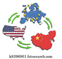 estados unidos de américa, europa, y, china, interatction.