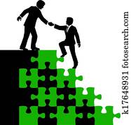 pessoas negócio, sócio, ajuda, ache solução