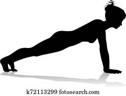 יוגה, פילטים, הנח, אישה, צללית