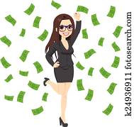 黑發淺黑膚色女子, 富有, 成功, 女商人