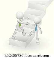 3D people climbing stairs to success logo 3D people climbing stairs to success logo