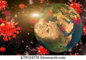 coronavirus covid-19 virus earth planet global attack background danger - 3d rendering coronavirus covid-19 virus earth planet global attack background danger - 3d rendering