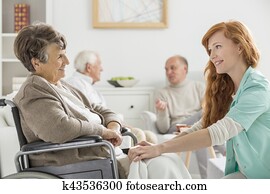 krankenschwester, aufpassen, frau