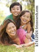 mutter kinder, genießen, tag, park