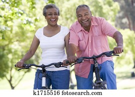 Senior couple on bicycles Senior couple on bicycles