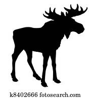 silhouette moose on white background silhouette moose on white background