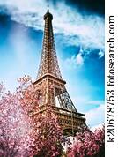 Springtime in Paris. Eiffel tower Springtime in Paris. Eiffel tower