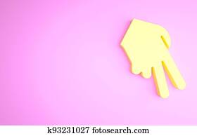 Yellow Baseball glove icon isolated on pink background. Minimalism concept. 3d illustration 3D render