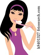 Young woman brushes teeth. Young woman brushes teeth.