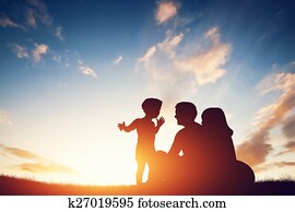 αίσιος ειδών ή πραγμάτων, μαζί, γονείς, με, δικό τουs, αδύναμος άπειρος, σε, sunset.