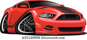 אדום, שריר, מכונית, ציור היתולי, דוגמה