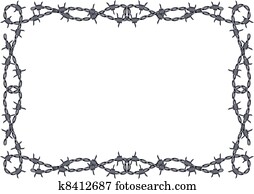 arame farpado, quadro, vetorial