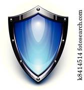 azul, segurança, escudo