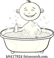 Baby wash in the bath, contours