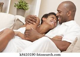 Happy African American Man & Woman Couple 