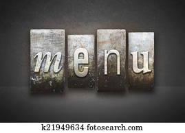 menu, letterpress