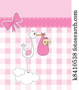 stork with newborn baby girl stork with newborn baby girl