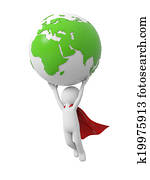 Superman with 3d earth Superman with 3d earth