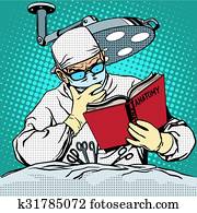 The surgeon before surgery is reading anatomy. Medicine and heal The surgeon before surgery is reading anatomy. Medicine and heal