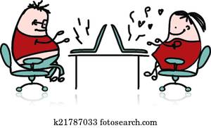 völker, arbeiten, büro, karikatur, für, dein, design