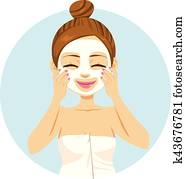 Woman Applying Facial Mask Woman Applying Facial Mask