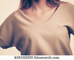 Woman wearing casual pink top